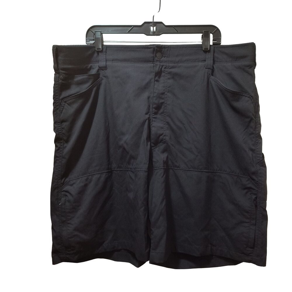 Wrangler Outdoor Performance Cargo Shorts 42 Black Stretch Elastic Waist Hiking